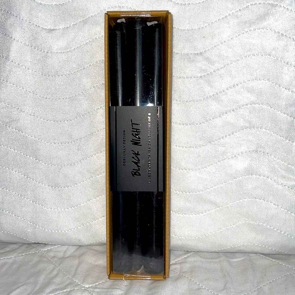 Debi Lilly Design Black Night Unscented Taper Candles 🕯 Set Of 6 New In Box